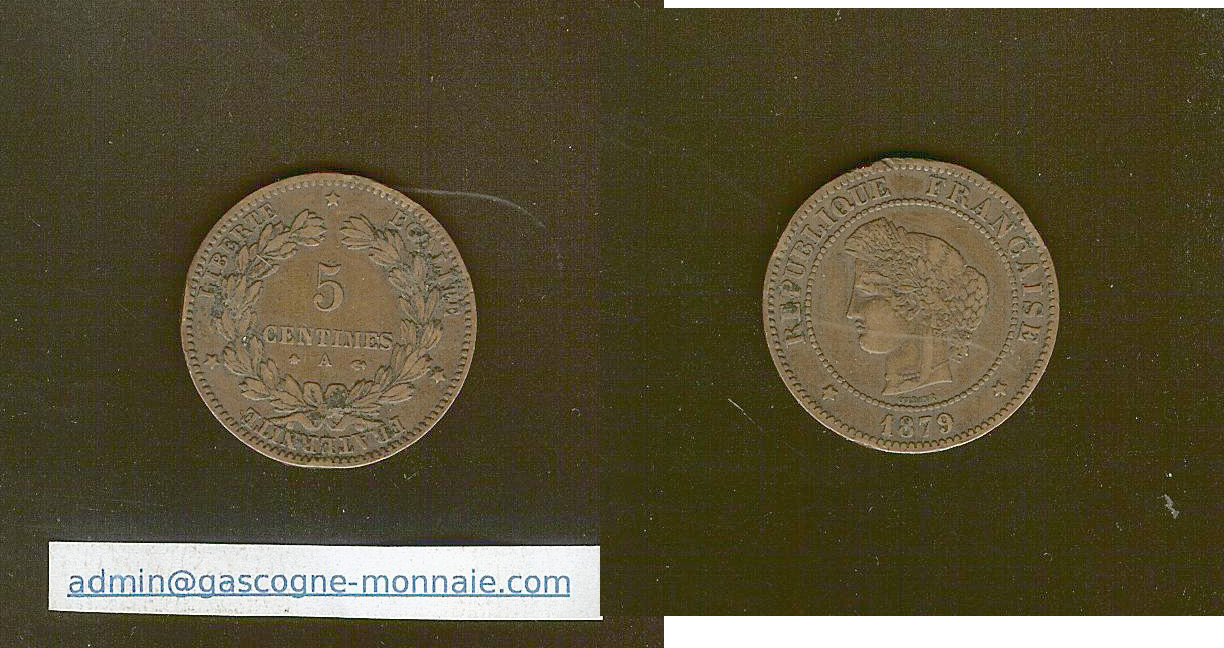 5 centimes Cérès 1879 A Paris TTB